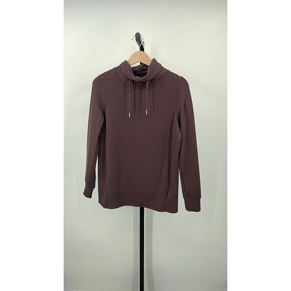 Quince Women Supersoft Fleece Mock Neck Pullover Dried Fig Sleeved Top XS - Picture 2 of 3